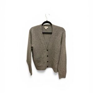 J. Crew Factory Gray V-Neck Button Cardigan with Front Pockets